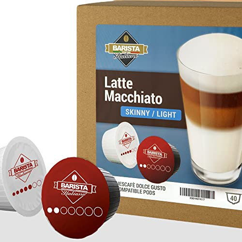 Barista Italiano - Latte Macchiato Light - 80 Capsules Compatibles avec le Machines Nescafé* Dolce Gusto* (80 Capsules, 40 Portions) | Au Lait Écrémé