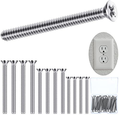 Ripeng Extra Long Outlet Screws (30 Pieces, Mixed Sizes) - Machine Screws for Fixing Wonky and Sunken Outlets