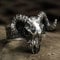 TS TAC-SKY Ziegen Ring füR Herren, S999 Sterling Silber Jahrgang Wikinger Schafkopf Horn SchäDel Amulett Ringe, Handgefertigt Geschnitzter Punk Offener Einstellbar Tier Schmuck