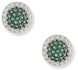 SEINERZEIT -Berlin Orecchini smeraldo bambù, Argento Sterling 925 rodiato, annerito, zirconi