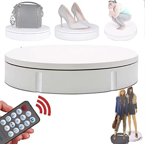 JIADUOFU Large Rotating Display Stand, 360 Photography Turntable with Automatic Remote Control, Electric Display Rotating Turntable, for Photography Products Display, Jewelry, Watch, 3d Models,White