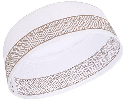 Pssopp Muslimische Gebetsmütze, braun, atmungsaktiv, handgefertigt, Stickerei-Kopfbedeckung für Ramadan Eid