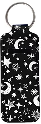 Jeiento Moon and Star Printed Chapstick Holder Keychain Lip Balm Holder with Clip,Chapstick Lipstick Lipgloss Holder Bulk for Lanyards, Keychain