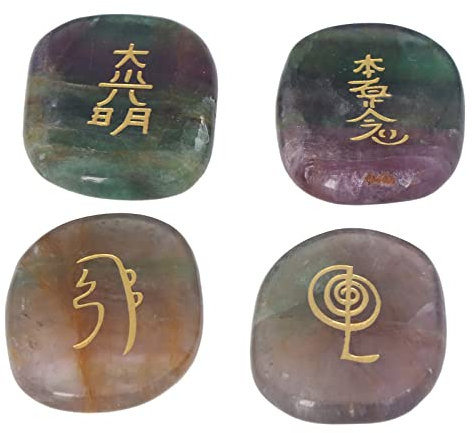 Omabeta Piedras de Equilibrio Reiki, 4 Piezas Piedras Curativas de Cristal Tamaño de la Palma Superficie Pulida con Brillo Vivo para Regalo