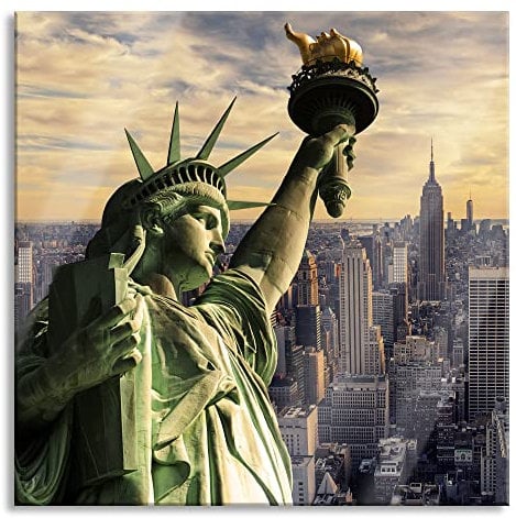 Pixxprint Glasbild, Wandbild auf Echtglas, Freiheitsstatue in New York, 40x40 cm, inkl. Aufhängung und Abstandshalter