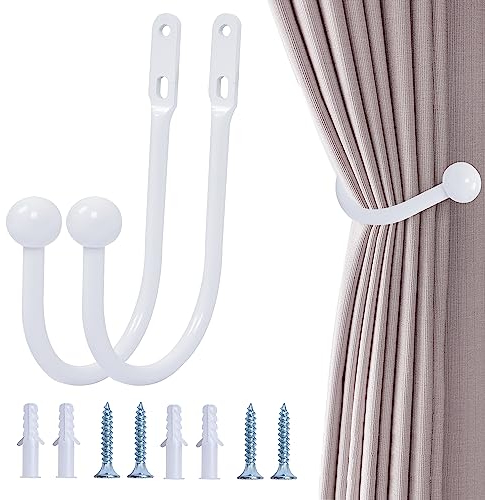 Antfly 2 Stück Dekorativer Raffhalter für Gardinen, Metall Raffhalter Wandbefestigung U-Form Raffbügel für Vorhänge Vorhang Holdbacks Tieback Hooks Dekorativer Raffhalter (Weiß)