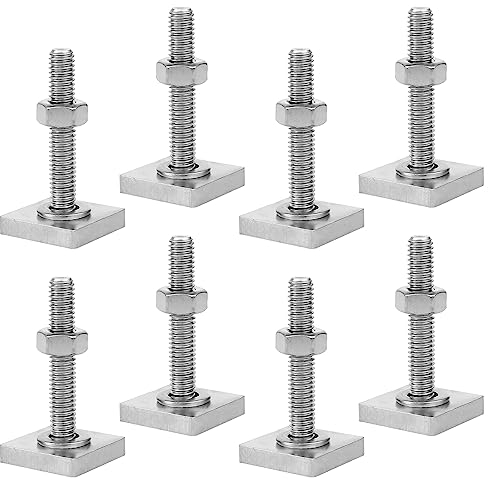 Vueinrg 8 Stück T-Nut Adapter M6 Edelstahl Nutensteine Dachträger T Nut Adapter Dachbox mit Muttern und Unterlegscheiben für Dachbox Dachträger Relingträger (M6 x 35mm)