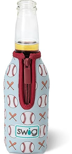 Swig Life Bottle Coolie, Standard 12oz Bottle Insulator Sleeve with Zipper, Neoprene Insulated Cooler for Drinks in Home Run