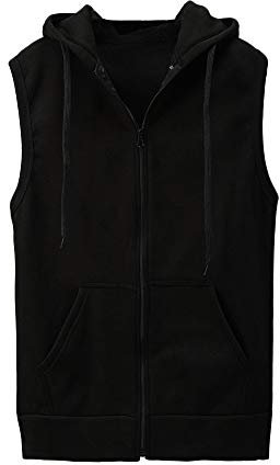 Gilet de sport léger et fin pour homme - Veste sportive à capuche - Veste de loisirs - Couleur unie - Veste de transition - Confortable et respirant - En coton - Sans manches - Avec fermeture éclair,
