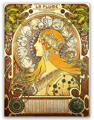 Alphonse Mucha Sternzeichen-Poster – Vintage-Posterdruck – Gemälde alter Meister, Wandkunstdruck, modernes Schlafzimmer, Wohnzimmer, Büro, Heimdekoration, ungerahmt (30 x 40 cm)