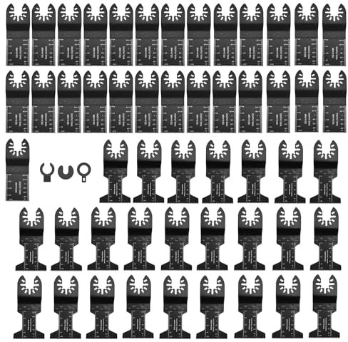 Juego de Hojas de Sierra Oscilantes Cuchillas para Herramientas Oscilantes 53PCS Cuchillas Oscilantes Multiherramienta de Corte Acero Sierra para Madera y Plástico Liberación Rápida con 3 Adaptadores