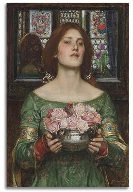 DryNda John William Waterhous Poster Gather Ye Rosebuds While Ye May-3, Kunst-Leinwandbild, Wandbild, Foto-Geschenke, Heimdekoration, moderne Dekorationen, 40 x 60 cm