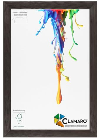 Clamaro 'Neo Collage' cadre photo 60x85 fait main sur mesure | Wenge Marron | Cadre en bois MDF avec verre acrylique et accroche métallique (format paysage & format portrait)