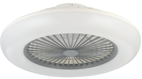 EGLO Deckenventilator mit LED Beleuchtung Sayulita-L, Ventilator Decke | dimmbar mit Fernbedienung, Timer, 3 Geschwindigkeiten, Kunststoff in grau-weiß, AC Motor, warmweiß - kaltweiß, Ø 55 cm