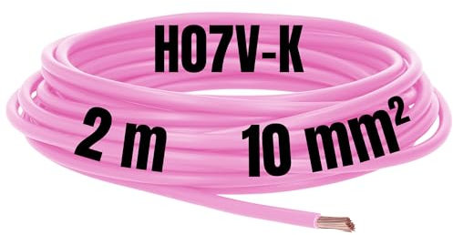 Kalitec 2 Meter H07V-K 10 mm² rosa Verdrahtungsleitung I Aderleitung flexibel I Litze 10mm2 I Verdrahtung feindrätig I Einzelleitung Zählerschrank I Kabel eindrähtig für Schaltschrank