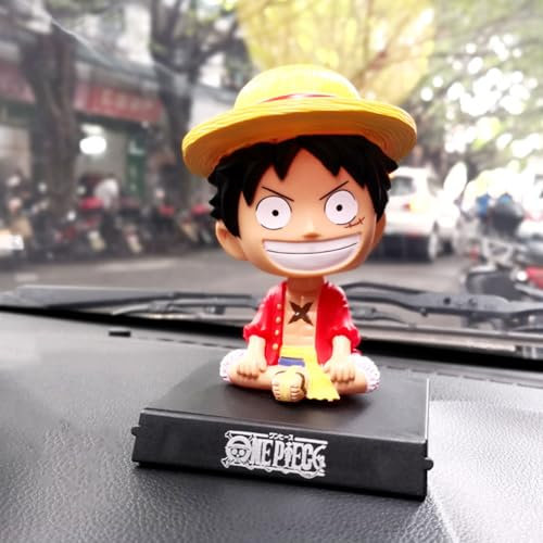 ZKTSRY One Piece Bobbleheads Anime Luffy Action Figure, Shaking Head Phone Bracket, Car Dashboard Decorative, Classics Anime Figures Model for Home, Car, Desk and Computer Decorations (Luffy)