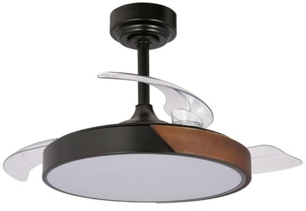 CRISTALRECORD Ventilador LED aspas retráctiles Taoro Mini Negro 46W 5520 Lm CCT