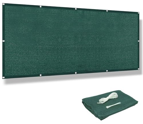 Balkon Sichtschutz mit Ösen 90 x 200 cm 100% Privatsphäre Balkonverkleidung Balkonblende Reißfest, mit Ösen Kabelbinder Zaunblende für Garten Balkon Terrasse, Dunkelgrün