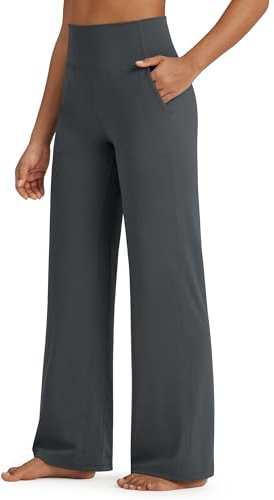 G4Free BareFeel Yogahose High Waist Sporthose für Damen mit Taschen Weites Bein Jogginghose Weiche Strecken Freizeithose für Fitness