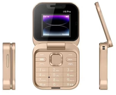 Annadue 2G Klapphandy, 1,77 Zoll Große Tasten, Stilvolles Klapphandy, Dual SIM Dual Standby 3 Karten Kompakthandy für Senioren und Studenten (Gold)