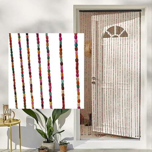 Perlenvorhang Türvorhang Balkontür Türvorhang Fadenvorhang Perlen Vorhänge aus Bambus & Holzperlen Aufhängen Perlenvorhang Türvorhang BxH 90 x 175cm Geeignete für Fenster Zuhause Schlafzimmer Bunt
