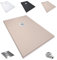 Plato de Ducha Antideslizante 100x170cm - Plato Ducha Resina Resistente a Agentes Químicos - Plato Ducha Antibacteriano - Incluye Rejilla Desagüe Ducha y Válvula Sifón Plato Ducha - Color Beige