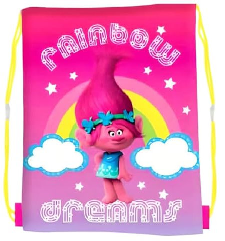 Trolls Rainbow Dreams Turnbeutel mit Kordelzug, groß, 40 x 33 cm, rose, L