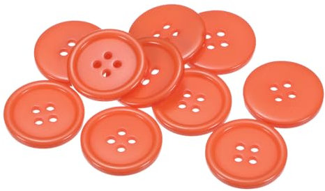 QUARKZMAN 10 Stück Knöpfe Große Nähknöpfe 7/8(23mm) Harz Kunststoffknöpfe Flach 4 Loch Rund Bastelknöpfe zum Nähen Bekleidung Jacke Hemden Mantel Blazer Stricken Kardigans, Orange