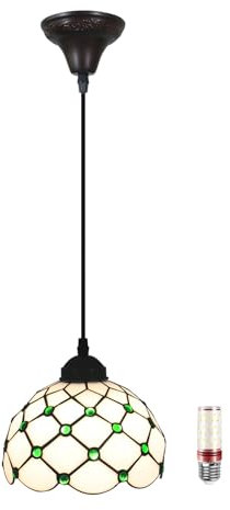 Uziqueif A, Pendant Light, Tiffany Style Pendelleuchte, Deckenlampe Flur Hängend, 8 zoll Glas Lampenschirm, Vintage Hängelampe für Esszimmer, Wohnzimmer, Schlafzimmer, Höhenverstellbar
