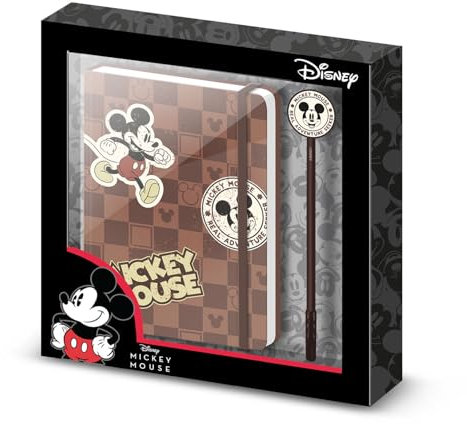Disney Micky Maus Journey-Geschenkbox mit Tagebuch und Fashion Kugelschreiber, Braun