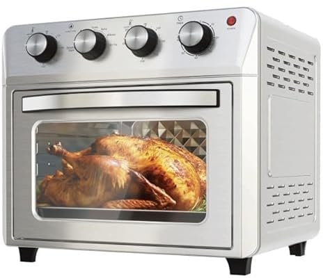 23 Litre Air Fryer Oven + Convection Toaster Grill Oven, 8 in 1 Oven with Bake, Grill, Broil & Warm Options, Stainless Steel 23 Litre Air Fryer 1.6kW