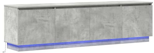 vidaXL TV-Schrank Mit LED Beton Grau 180X31X49 cm Holzwerkstoff Moderner Stand Schiebetüren Eingebaute Beleuchtung Wohnzimmerschrank Zeitgenössisches Design Unterhaltungsmöbel
