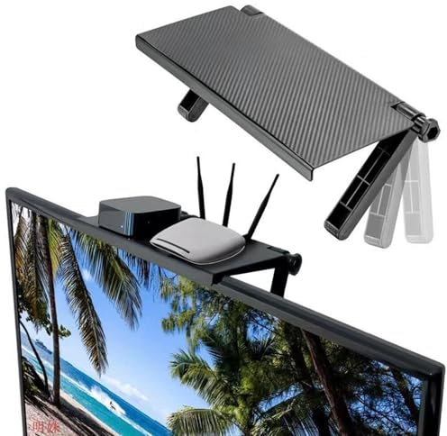 Tv Top Shelfs, Screen Top Shelfs, Plastic Computer Screen Shelf, To Hold Cable Boxes, Media Boxes, Game Consoles, Router, Speakers, Mobile Phone Stand, TV Top Storage Bracket Rack Black S