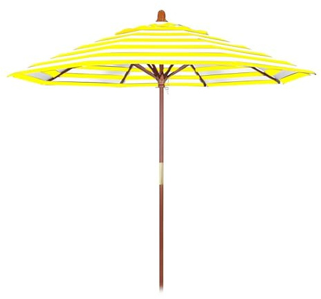 ApuaVireo&Co Parasol Rond en Bois de 2,1 m et 2,7 m, for Jardin, marché, extérieur, avec 8 Baleines et poulie élévatrice, Protection Solaire UPF50+(270cm/9ft)
