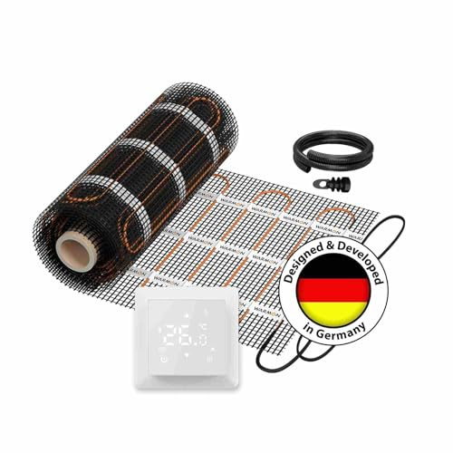 WARMON elektrische Wandheizung vertikal: Heizmatte WARMON CLASSIC LIGHT 100 W/m² mit Thermostat TS 100 Touch, Thermostat:TS100 Non WiFi Weiß, Mattengröße:1,5 m²