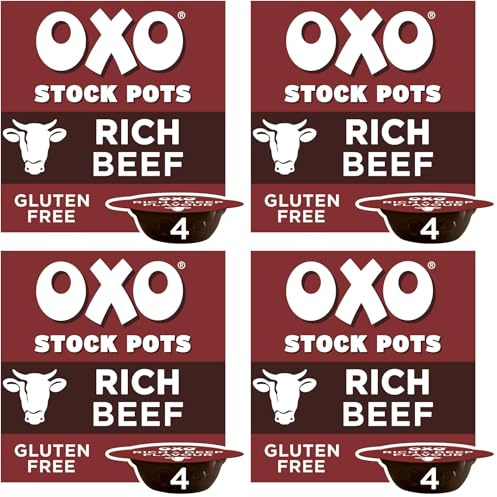 OXO Beef Stock Pots with Rosemary & Onion, 4 x 20 g (80 g Total) | Deep, Rich Flavour, Made with Real Meat Juices, Herb-Infused, Ideal for Winter & Holiday Cooking