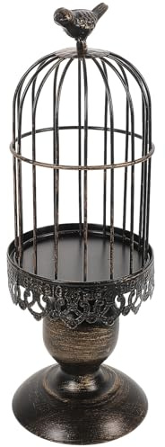 ELAYARD Kreativer Kerzenhalter Vogelkäfig Metall Vintage Schwarz Gold Klein Dekorativer Tischkerzenständer für Hochzeit Einweihung Romantische Deko