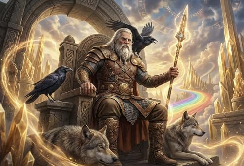 Nordische Mythologie Odin Puzzle 1000 Teile, Entspannendes Spiel | Puzzle mit 1000 Teile, Größe 70x50cm, ab 14 J., Motiv Nordische Mythologie für Denkspiel für Erwachsene und Geschenkideen
