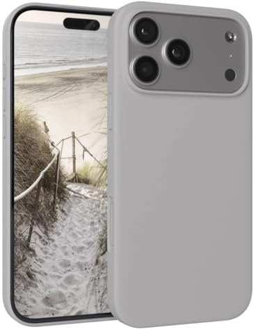 EAZY CASE Premium Silikon Hülle für iPhone 17 Pro Max - Handyhülle, Stoßfest, Schutzhülle mit Kameraschutz, Kratzfester weicher Mikrofaser-Innenfutter, Slim Silikon Cover Case Bumper - Hellgrau Grau