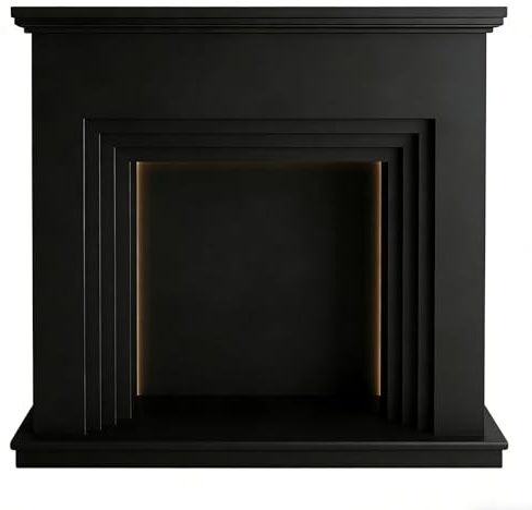 Marco de chimenea Chimenea clásica con marco decorativo for chimenea tira de luces LED(Negro)