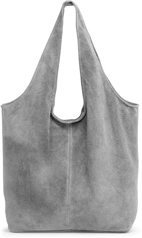 Caspar große Wildleder Hobo Bag Leder Shopper Damen Tasche aus samtweichem Veloursleder - PREMIUM LINE - Modell No.840 - Made in Italy