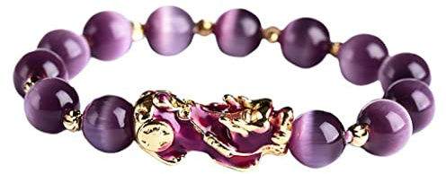 Hailong Ming Pi Yao Armband Damen Herren Schwarzer Obsidianstein Amulett Geschnitzt Verstellbar Glücksbringer Mantra Wohlstandsszenarien Geeignet Als Ges, Lila