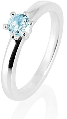 Heartbreaker Damen-Stapelring Style & Chatonring 925 Silber Topas blau Brillantschliff Gr. 54 (17.2) - LD MR 18-54