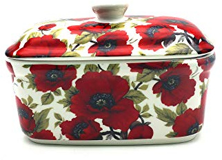 red Poppy Butter Dish