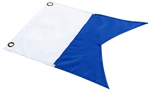 CUTICATE 30 X 35cm White Blue Polyester Dive Boat Alpha Flag Scuba Diving Accessories