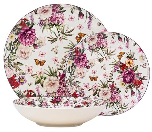 NAMAI - Servizio Piatti 6 Persone, 18 Pezzi, Porcellana Resistente, Adatti in Lavastoviglie e Microonde, Colori Vivaci, Set Piatti 18 Pezzi, Idea Regalo (VICTORIA)