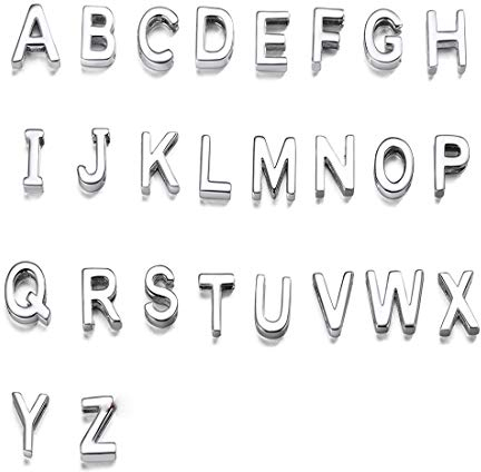 U7 personalisiert Buchstaben aus Zinklegierung Charms für Choker Kette DIY Silber Custom Halskette A bis Z Anfangbuchstaben Hochglanz Glänzende platiniert Initialen Alphabet-Accessories für Ketten