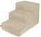 Hundetreppe 30 cm hoch | Katzentreppe Haustiertreppe | 3 Stufen | Hunde Katzen Haustier | für Bett und Auto | Trepp für kleine Hund | Plüschbezug | Farbe: Beige