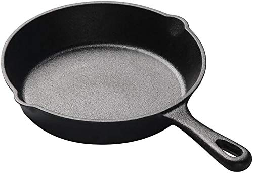 Shangh - Sartén de hierro fundido, sartén de espejo, sartén individual, redonda, mini sartén para pescado carne, parrilla de gas, horno y inducción, 14 cm
