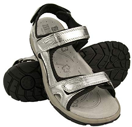 Zerimar Sandales Femme Été en Cuir - Sandale Randonnée -Chaussure Femme Ete - Idéal pour Sport et d'Extérieur - Confortables et Durables Sandales Femme - Couleur Silver - Taille 40